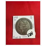 1878-CC Morgan Silver Dollar Carson City mint.Fine