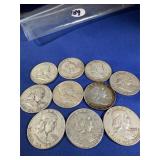 10 Ben Franklin Half Dollars; $5 Face Value