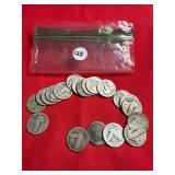 (20) coins, 90% silver- Standing Liberty Quarters