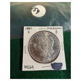1881 Morgan Silver Dollar MS64