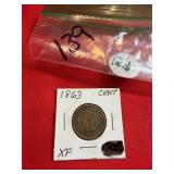 1863 Indian Cent XF