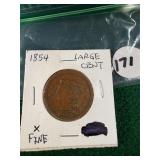 1854 Large Cent. X-Fine
