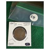 1847/7 Large Cent Good