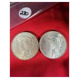 1922 & 1923 Peace Dollars AU/UNC