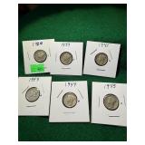 (6) Mercury Dimes ( 1920-1945)