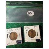 1912-D & 1912-S Lincoln Cents. VG