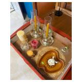 Candles, Ash tray, Glass lot