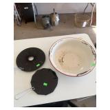 Cast Stove Top Burners; Enamel wash basin