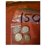 (4) 1964 Kennedy Halves 90% silver