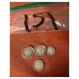 (3) Silver Dimes; Silver Foreign Coin