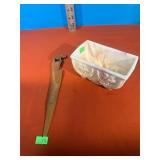 Slag Glass Dish; Carved Letter Opener