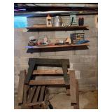 Sawhorses and Contents of Shelves