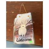 Slate "Welcome" sign (rabbit) (7x11)