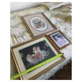 (3) Framed Prints (Flowers and Little Girl)