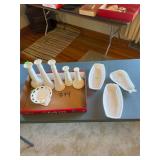 Milk Glass; Bud Vases; Bowls