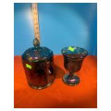 Carnival Glass Candy Dish and Goblet
