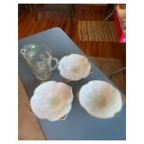 Milk Glass Bowls w/Gold Trim; Pitcher