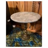 Marble-top Brass Base Stand (15"top, 17"H)