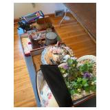 Chicken Lamp and Shade; Wicker Doll Chair, Dog,