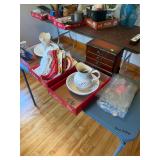 Jewelry Box; Christmas towels, Pitchers; Bowls