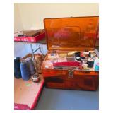 Sewing Box w/ contents; Spools of thread