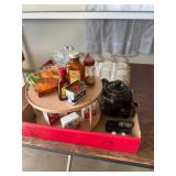 Spice Tins, Lazy Susan, Pitcher, Glasses Misc