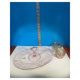 Pink Depression Serving Tray; Cream & Sugar