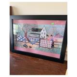P.Buckley Moss Framed Puzzle -Quilts on fence