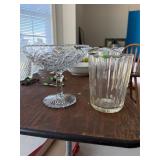 Pressed Glass Compote & Water Pitcher