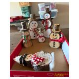 Wooden Snowmen Family (one is Porcelain)