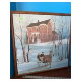 P.Buckley Moss Framed Puzzle-House/Horse/carriage