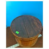 Vintage Wooden Pail with sewing supplies