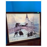 P.Buckley Moss Framed Puzzle Picture-Church/Bridge