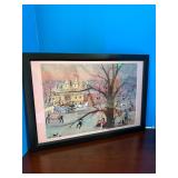 P.Buckley Moss Framed Puzzle Picture--barn raising