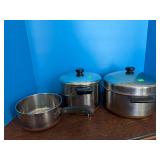 (3) Revere ware cooking Pans