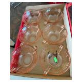 (6) Depression Glass Soup Bowls---Cabbage Rose