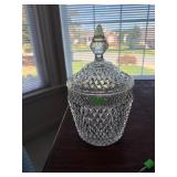 Vintage Clear Glass Diamond-point Cannister