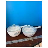 (2) Corning ware Skillets w/lids and handles
