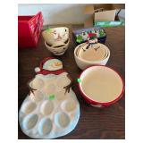 Christmas bowls; Egg Platter; Tin Box