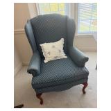 Wing-Backed Chair ï¿½ Blue Pattern