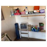 Contents of Wall Shelf and (2) chairs