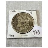 1902 Morgan Silver Dollar. Fine.