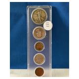 1937 90% Silver 5-coin set, circulated coins