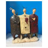 3 Angels- Whimsical Folk Art (18" high) 1 wing off