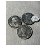 (3) 90% silver - Canada Silver Dollars, circulated