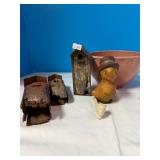 Bird houses; Carved Duck; German "head" pipe; bowl
