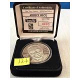 One Troy oz. .999 silver "Jerry Rice" Round