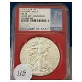 2016 Silver Eagle $1 First Day of Issue MS70