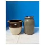 Salt-glazed Canning Crock (damage); 1-gal. Crock