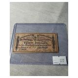 $30 Civil War Bond signed by Pres.Tyler